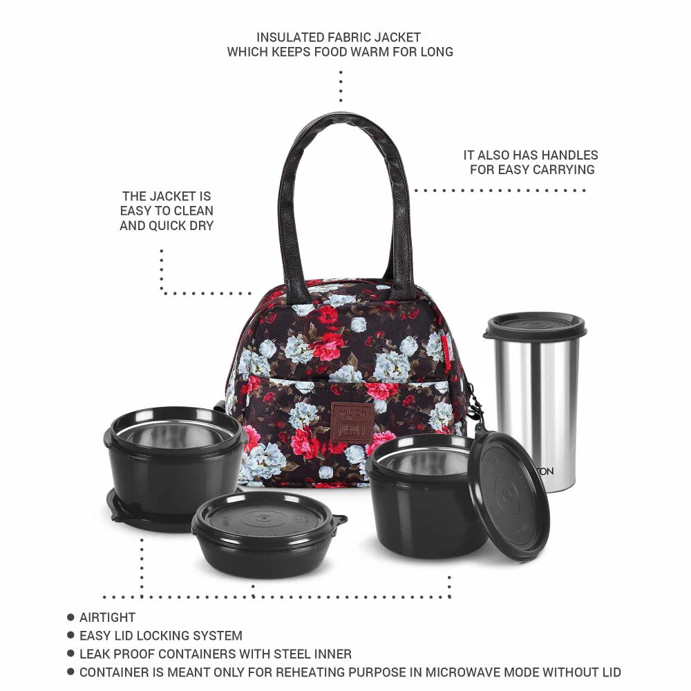 Milton Floret Lunch Box Black