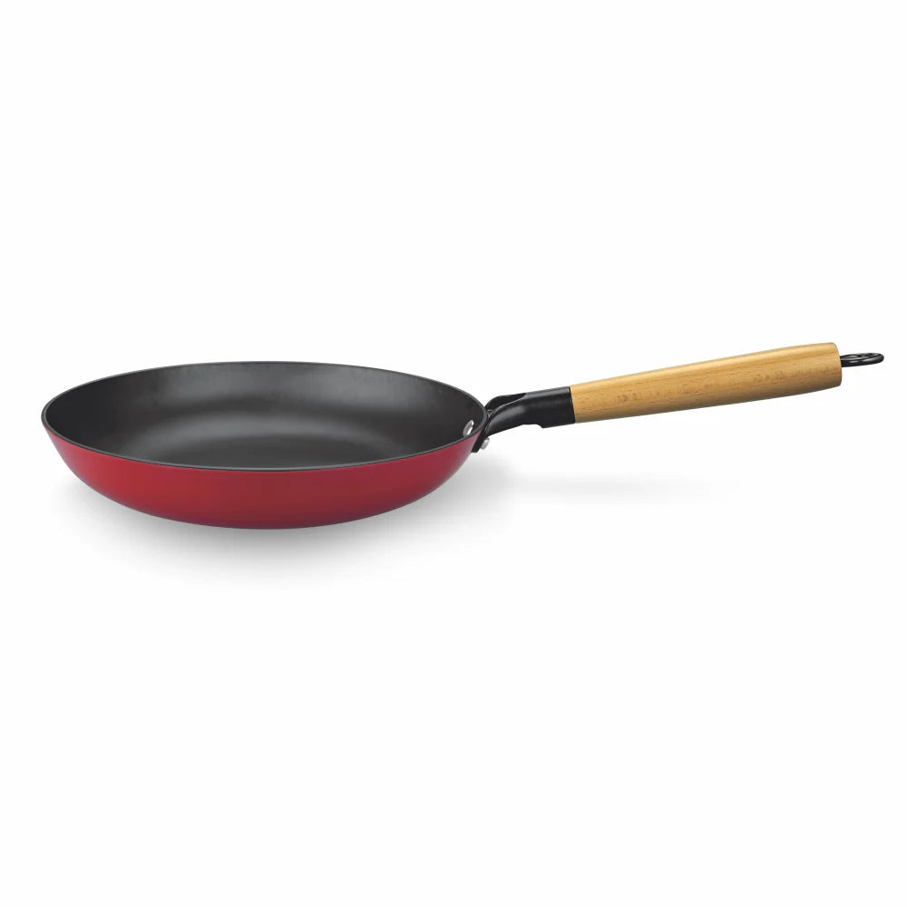 Milton Cast Iron Fry Pan with Enamel Coating Red 26cm