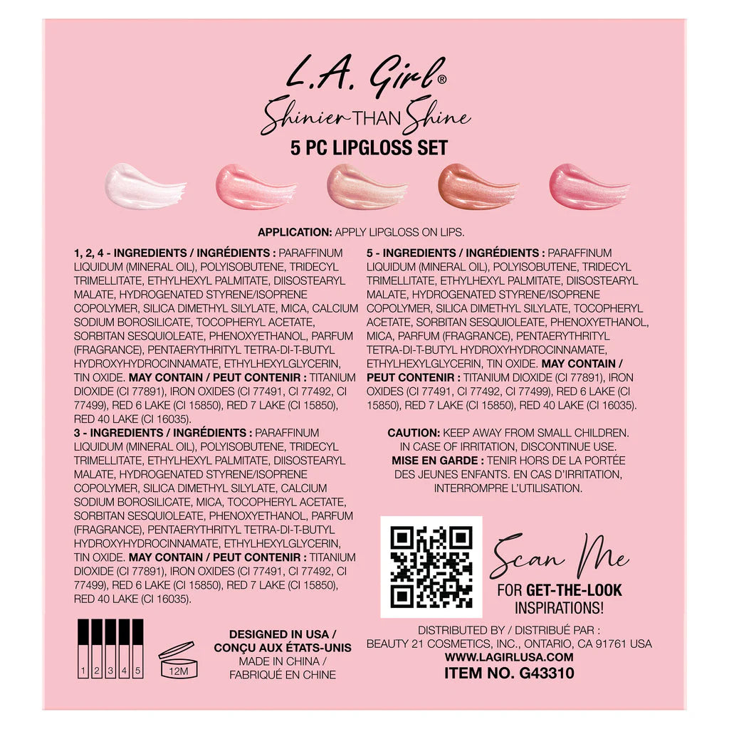 L.A. Girl Shinier Than Shine 5pc Lipgloss Set