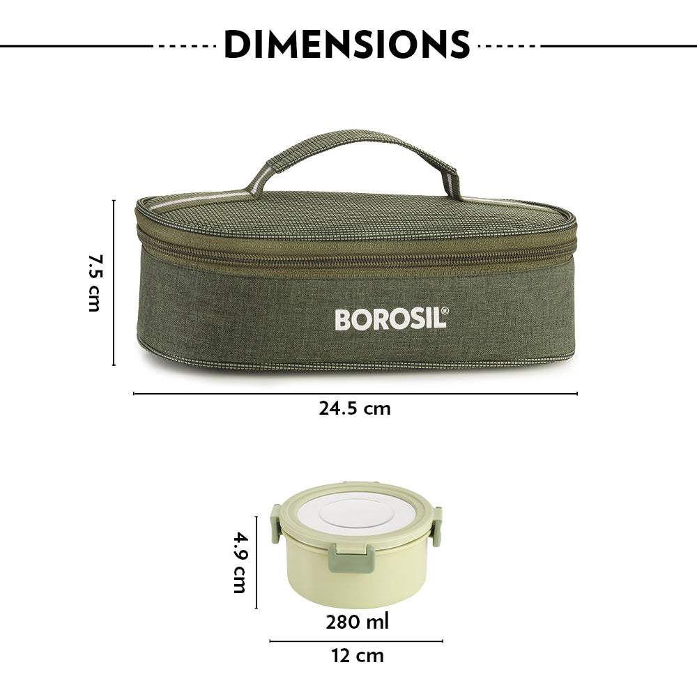 Borosil Glory Round Lunchbox, Set of 2, 280ml