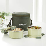 Borosil Glory Round Green Lunchbox Set of 2, 280ml