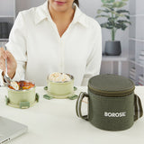 Borosil Glory Round Green Lunchbox Set of 2, 280ml
