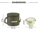 Borosil Glory Round Green Lunchbox Set of 2, 280ml