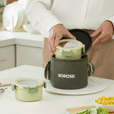 Borosil Glory Round Green Lunchbox Set of 2, 280ml