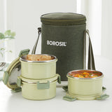 Borosil Glory Round Lunchbox, Set of 3, 280ml