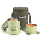 Borosil Glory Round Lunchbox, Set of 3, 280ml