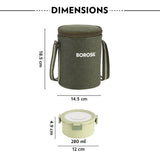 Borosil Glory Round Lunchbox, Set of 3, 280ml