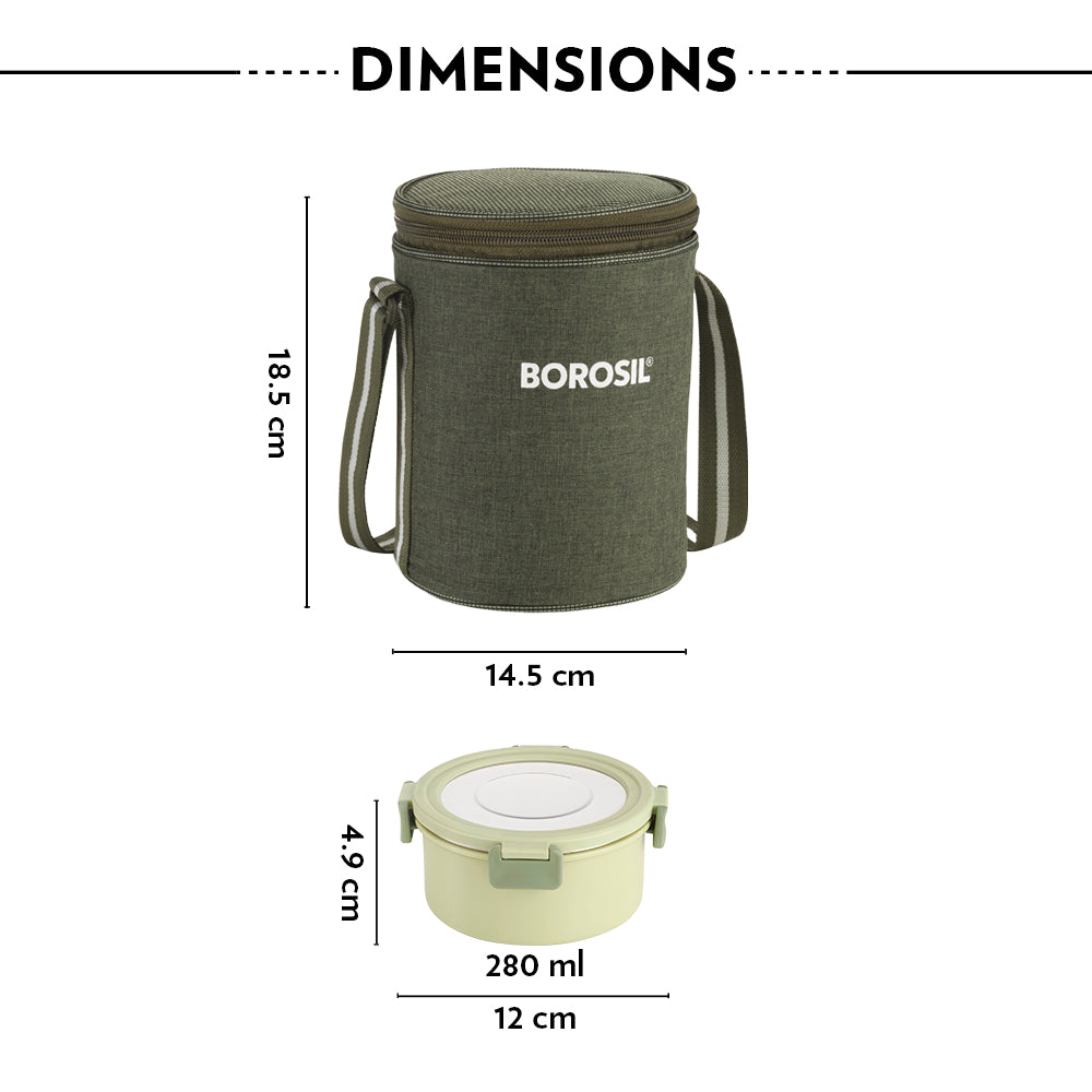 Borosil Glory Round Lunchbox, Set of 3, 280ml