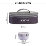 Borosil Glory Round Lunchbox, Set of 2, 280ml