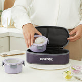 Borosil Glory Round Lunchbox, Set of 2, 280ml