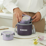 Borosil Glory Round Green Lunchbox Set of 2, 280ml