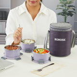 Borosil Glory Round Lunchbox, Set of 3, 280ml