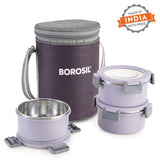 Borosil Glory Round Lunchbox, Set of 3, 280ml
