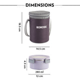 Borosil Glory Round Lunchbox, Set of 3, 280ml