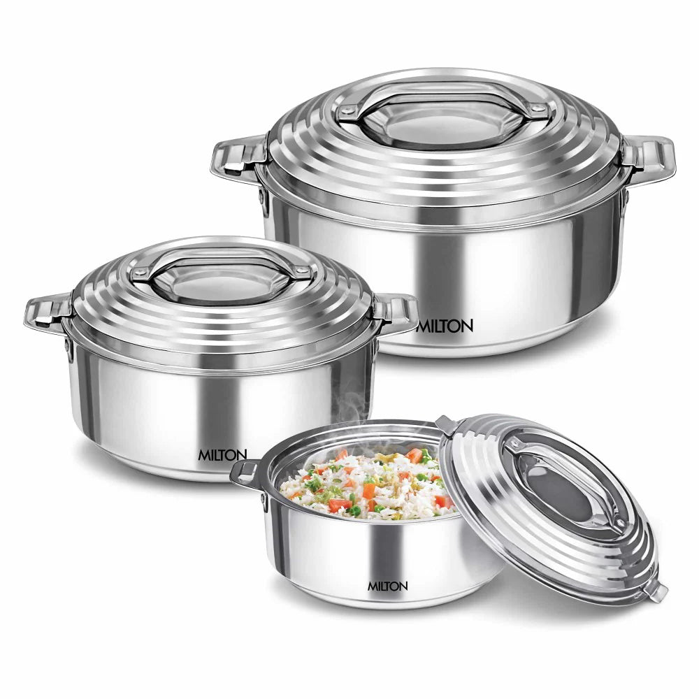 Milton Galaxia Stainless Steel Casserole 1000/1500/2500 ML 3pcs set