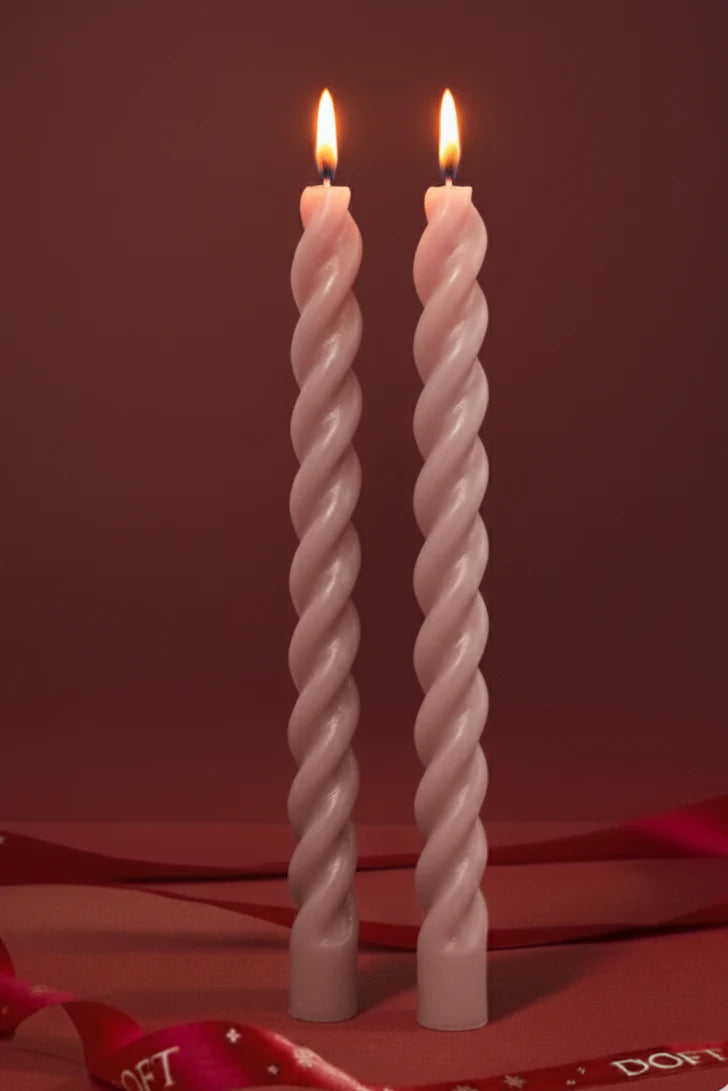 Doft Pink Spiral - Taper Candles | Set of 2