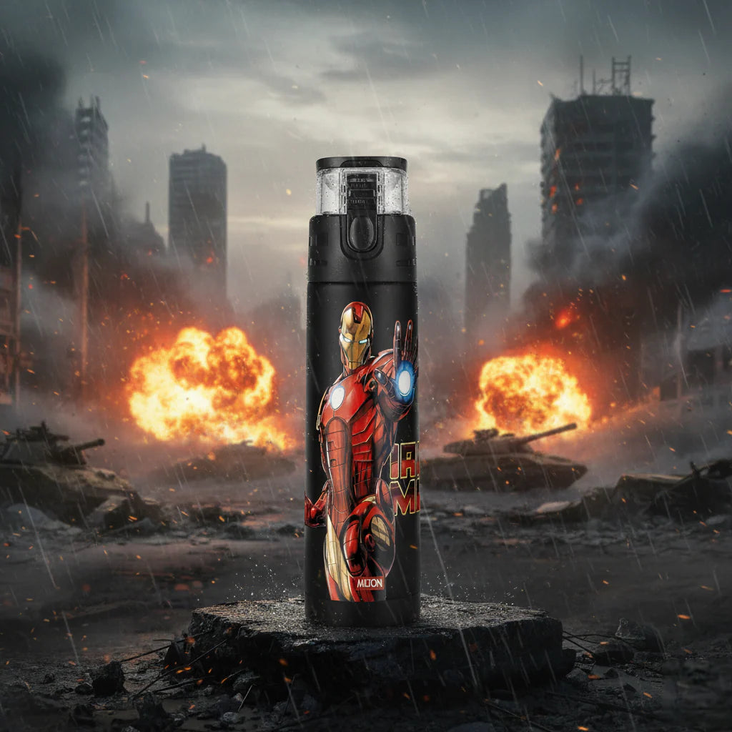 Milton Marvel Mighty Iron Man Thermosteel Bottle Black 750ML