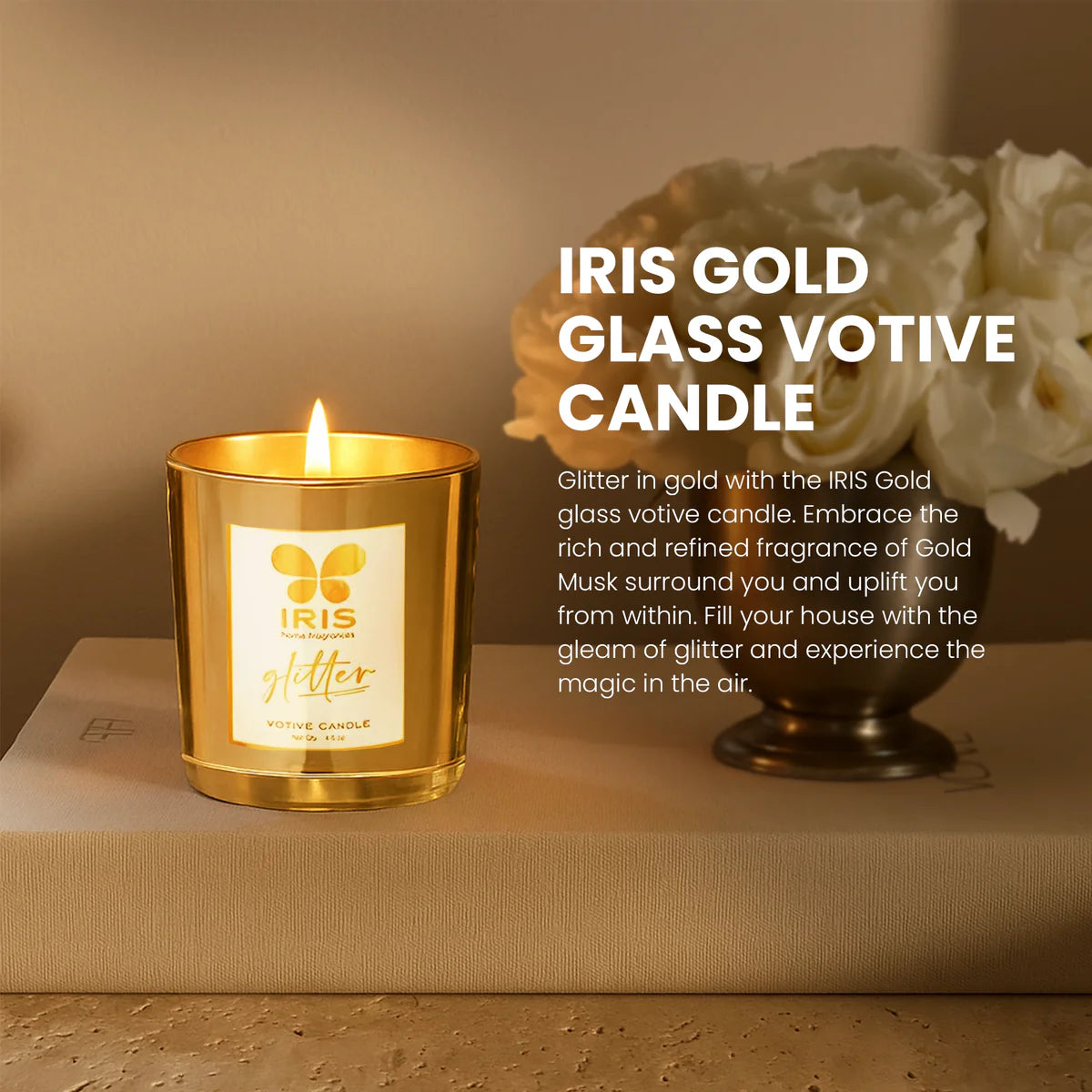 IRIS Gold Glass Votive 128gm