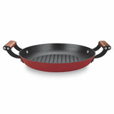 Milton Cast Iron Grill Pan with Enamel Coating Red