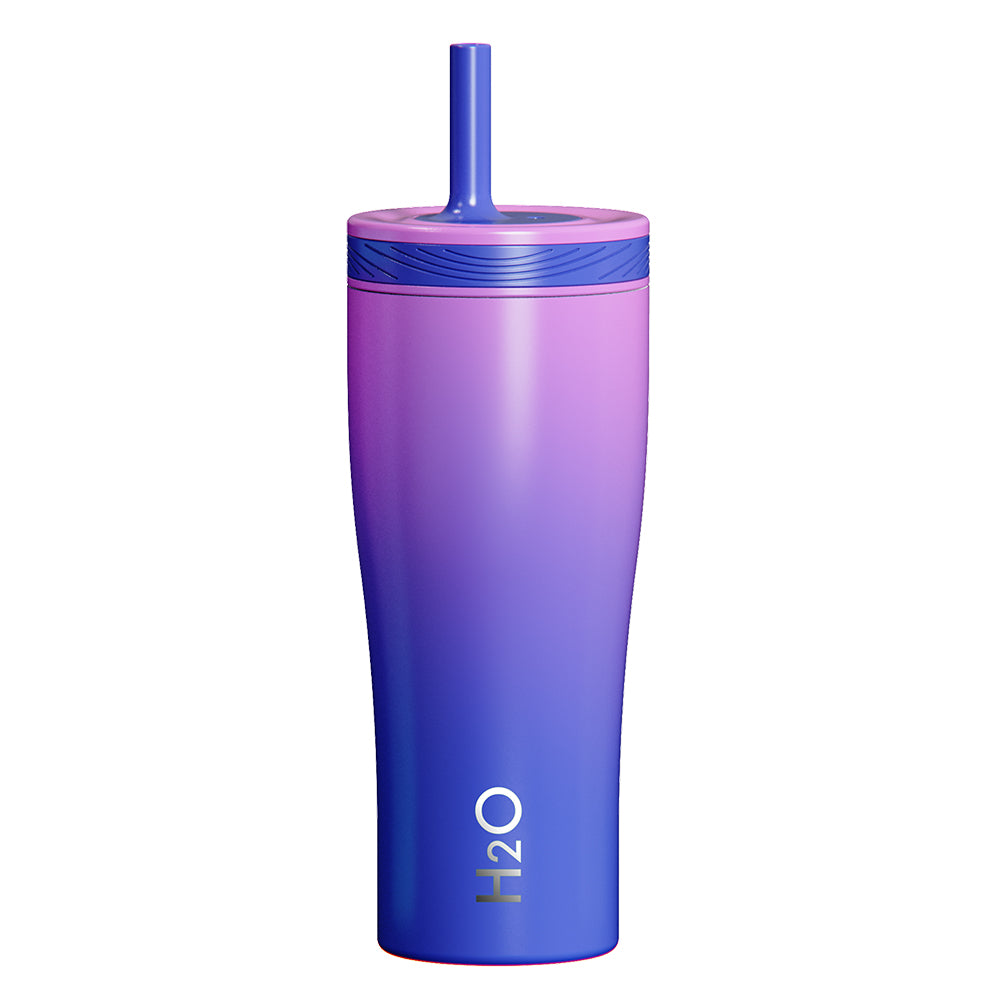 Nouvetta Bolt Double Wall Mug With Silicon Straw Pink & Purple 600ML