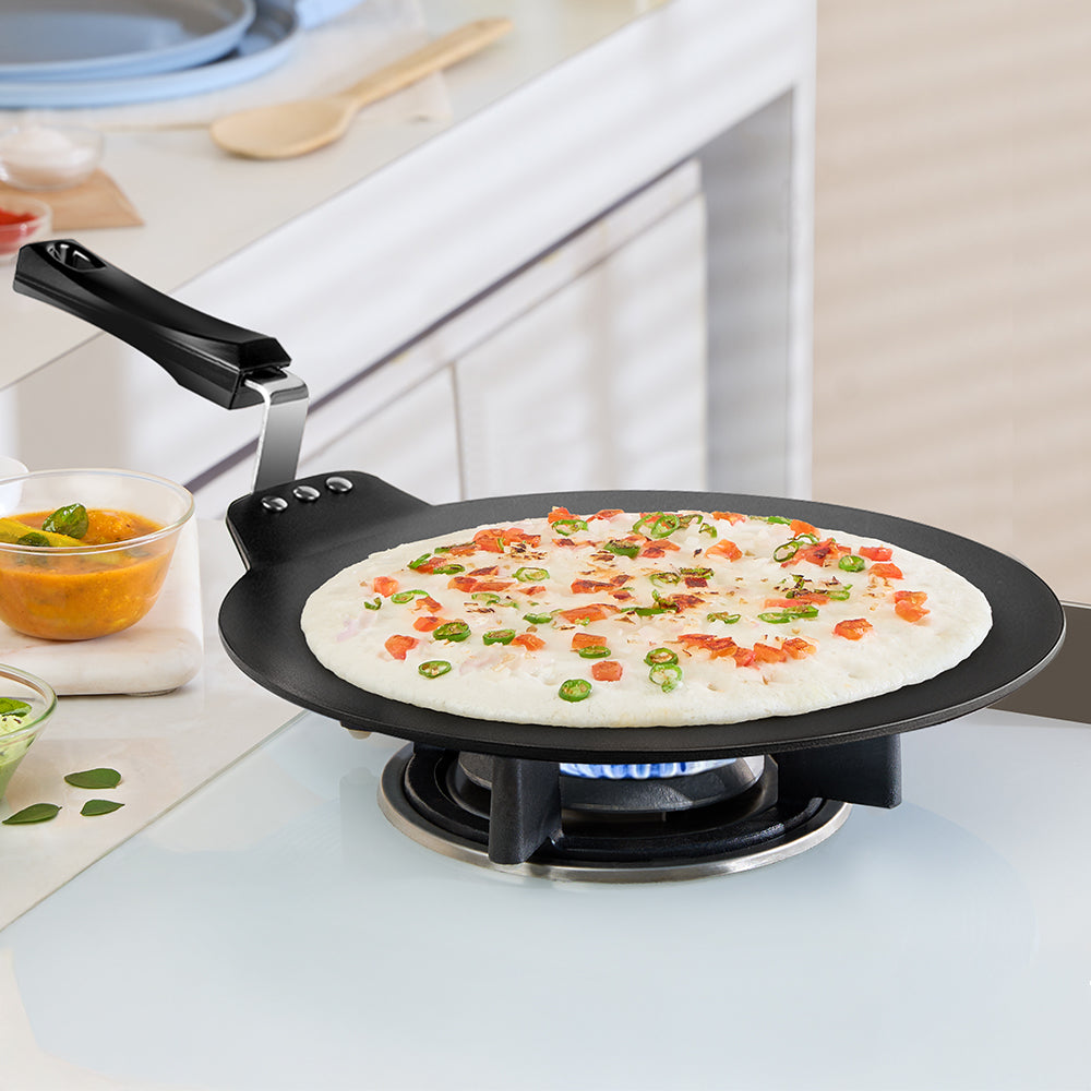 Borosil Hard Anodized Induction Base Nonstick Dosa Tawa, Black