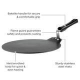 Borosil Hard Anodized Induction Base Nonstick Dosa Tawa, Black