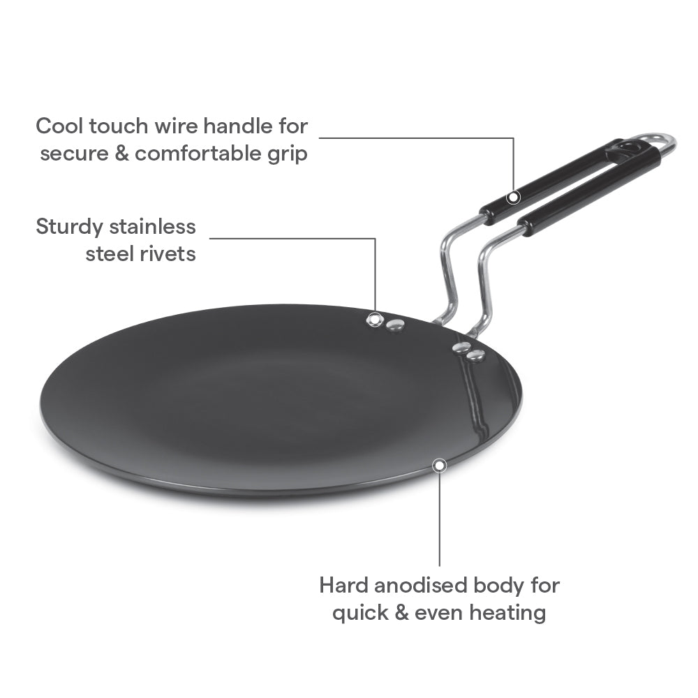 Borosil Hard Anodized Induction Base Concave Tawa 25CM