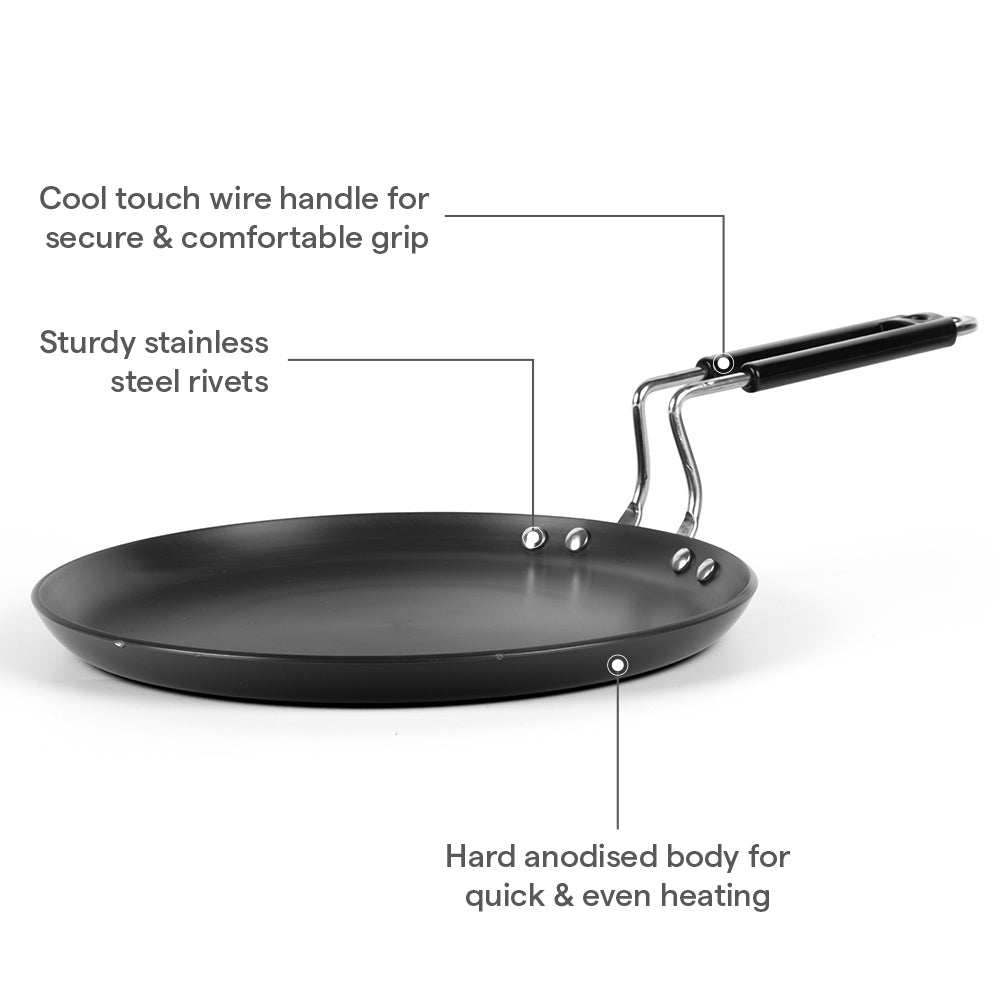 Borosil Hard Anodized Induction Base Flat Tawa 30CM