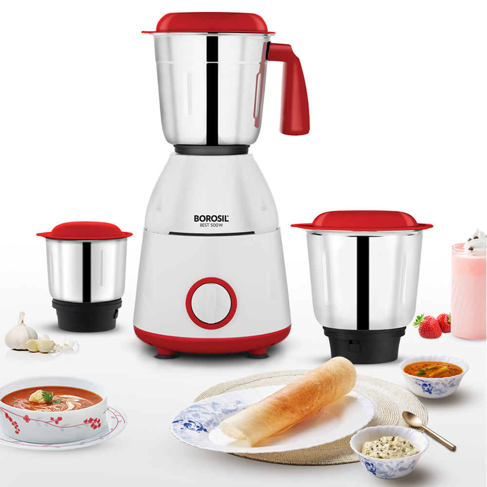 Borosil Powerful Mixer Grinder for Everyday Kitchen Use 500W