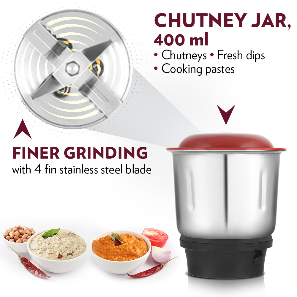 Borosil Powerful Mixer Grinder for Everyday Kitchen Use 500W
