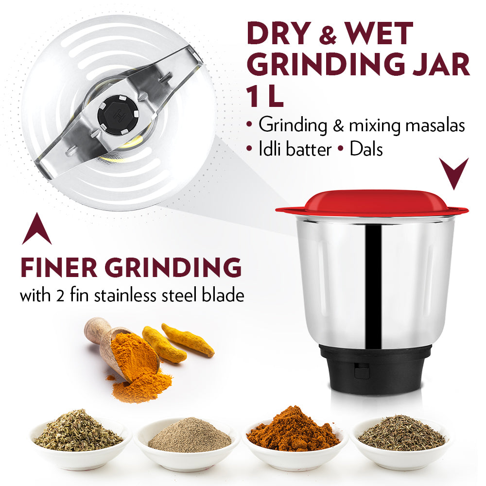 Borosil Powerful Mixer Grinder for Everyday Kitchen Use 500W