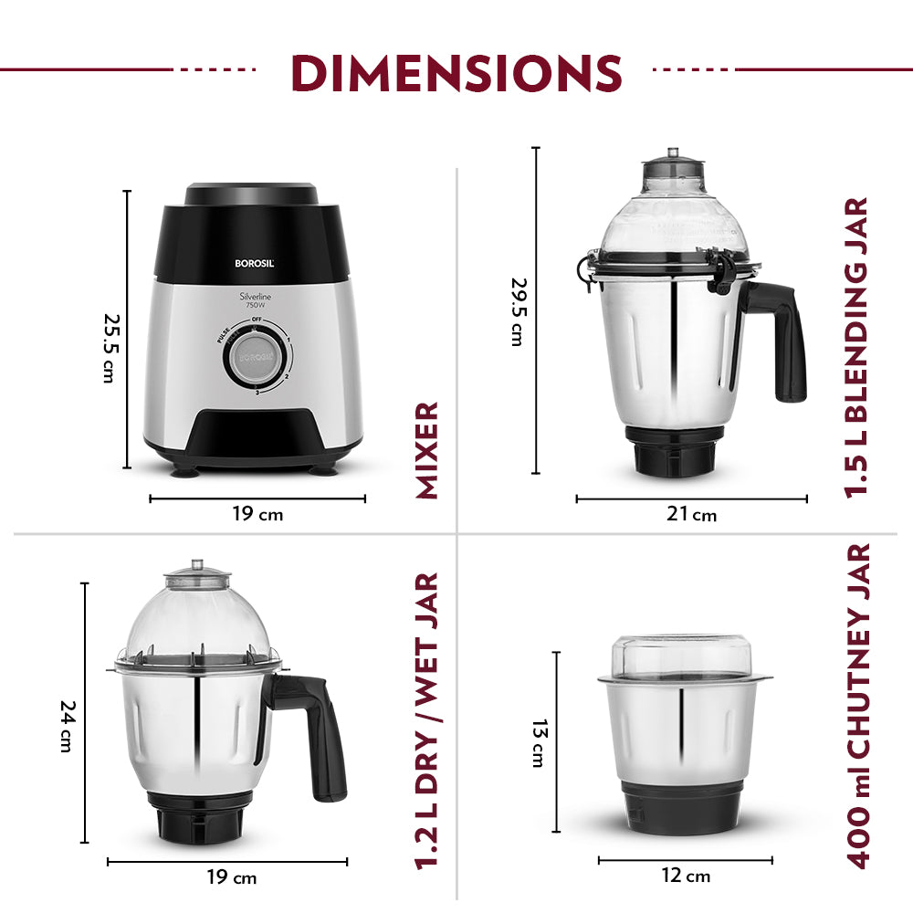 Borosil Silverline Mixer Grinder  750W