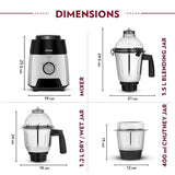 Borosil Silverline Mixer Grinder  750W