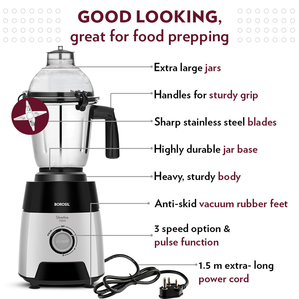 Borosil Silverline Mixer Grinder  750W