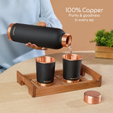 Borosil ECO Colour Copper Bottle & Glass Set, Black