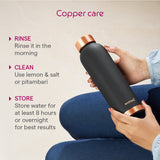 Borosil ECO Colour Copper Bottle & Glass Set, Black
