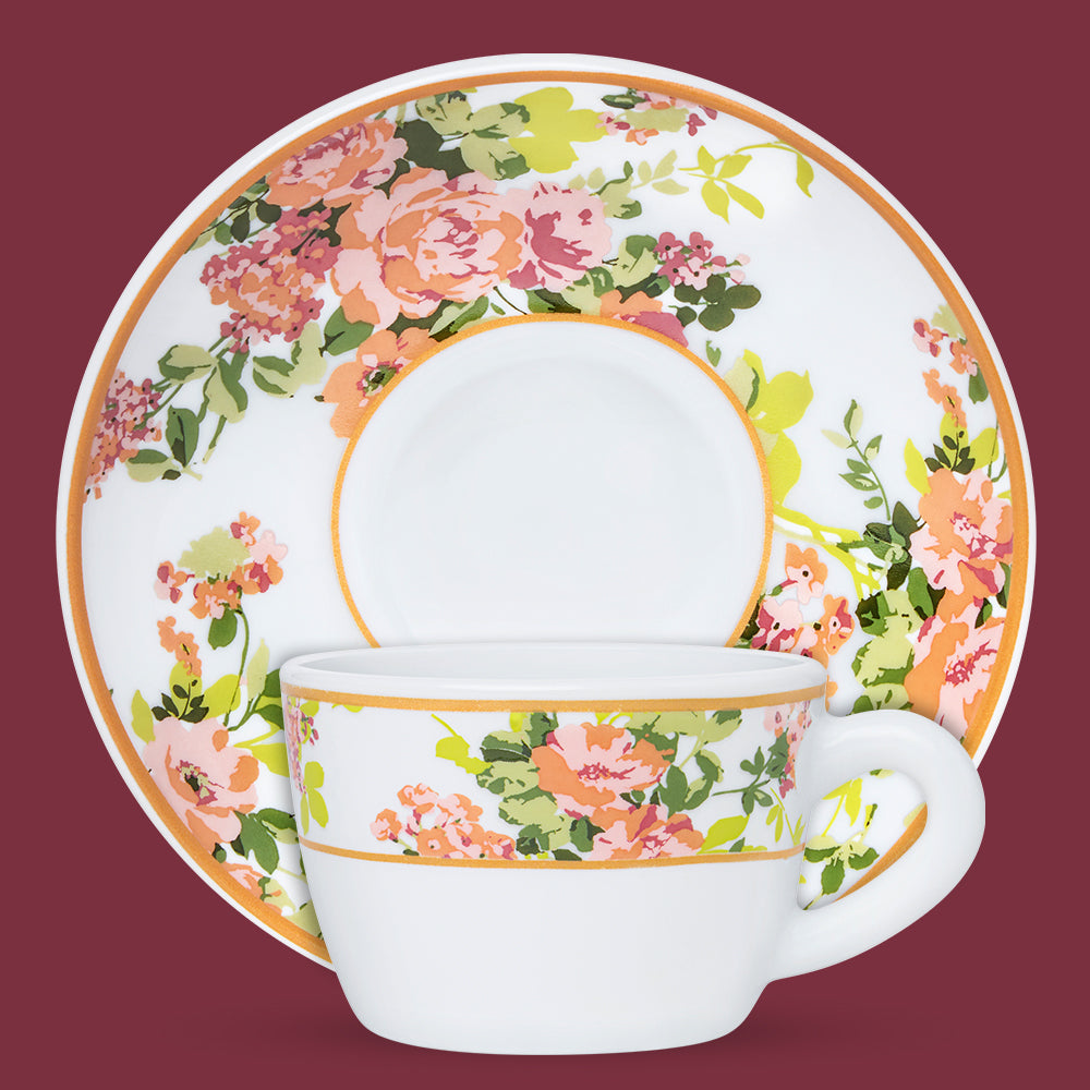 Borosil Larah Amora Cup n Saucer Set of 12, 140ml