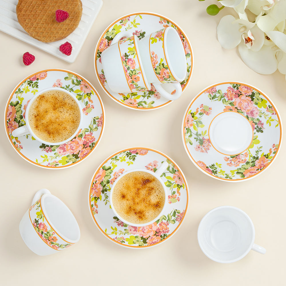 Borosil Larah Amora Cup n Saucer Set of 12, 140ml