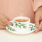 Borosil Larah Bamboo Leaves Cup n Saucer Set  of 12, 140ml