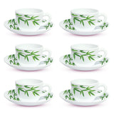 Borosil Larah Bamboo Leaves Cup n Saucer Set  of 12, 140ml
