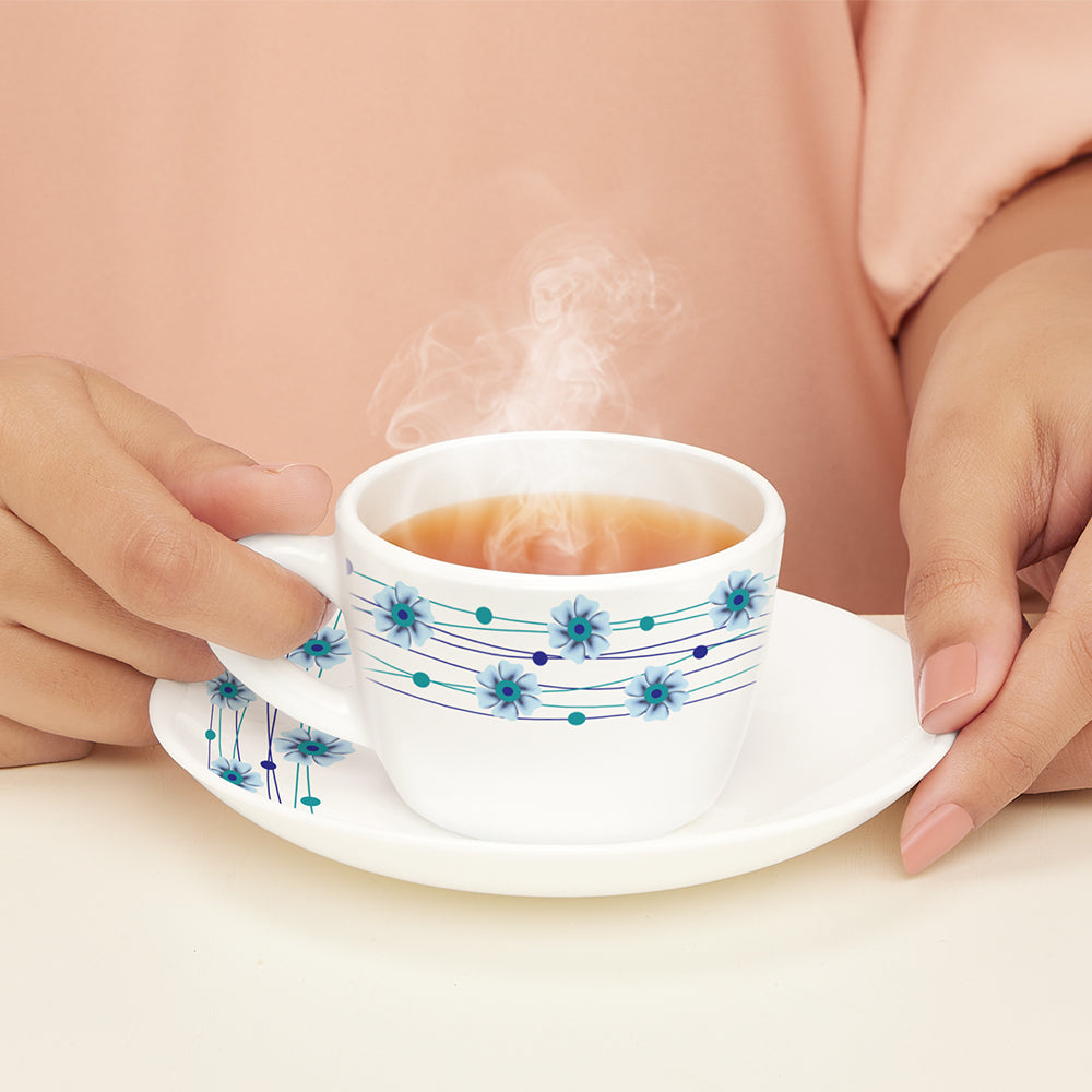 Borosil Larah Bluebell Cup n Saucer Set of 12, 140ml