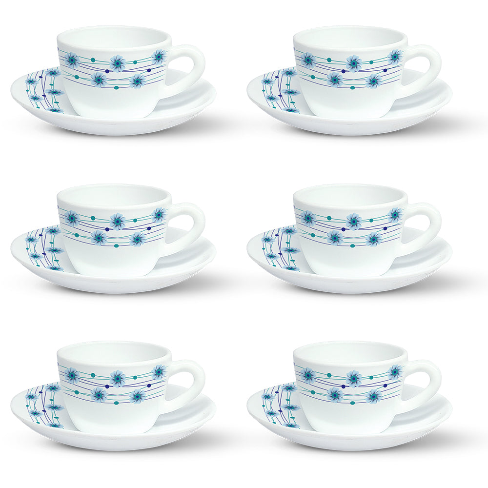 Borosil Larah Bluebell Cup n Saucer Set of 12, 140ml