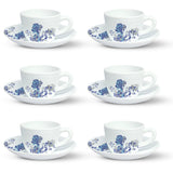 Borosil Larah Blue Cascade Cup n Saucer Set of 12, 140ml