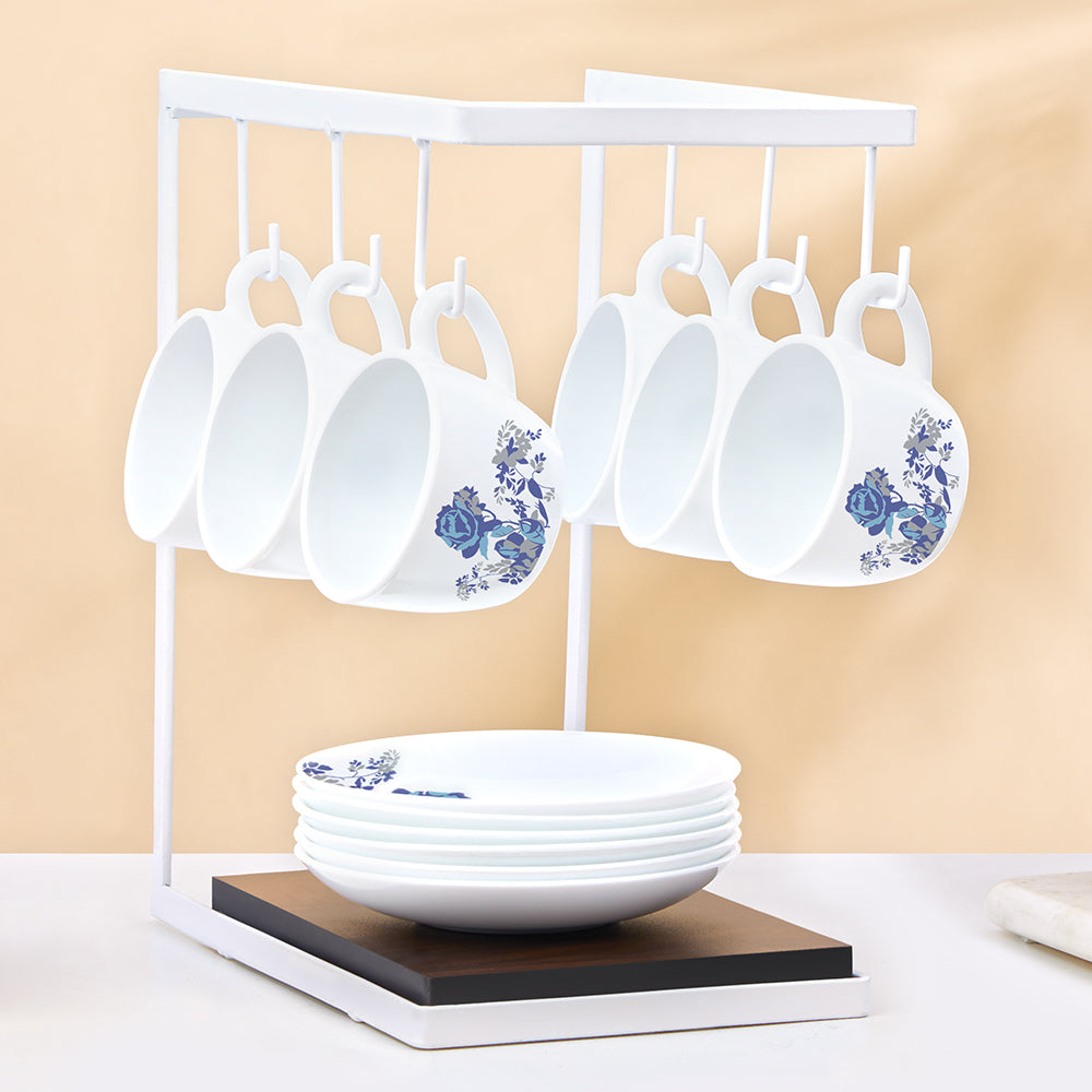 Borosil Larah Blue Cascade Cup n Saucer Set of 12, 140ml