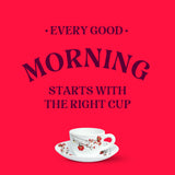 Borosil Larah Chrys Red Cup n Saucer Set, 140ml x 12