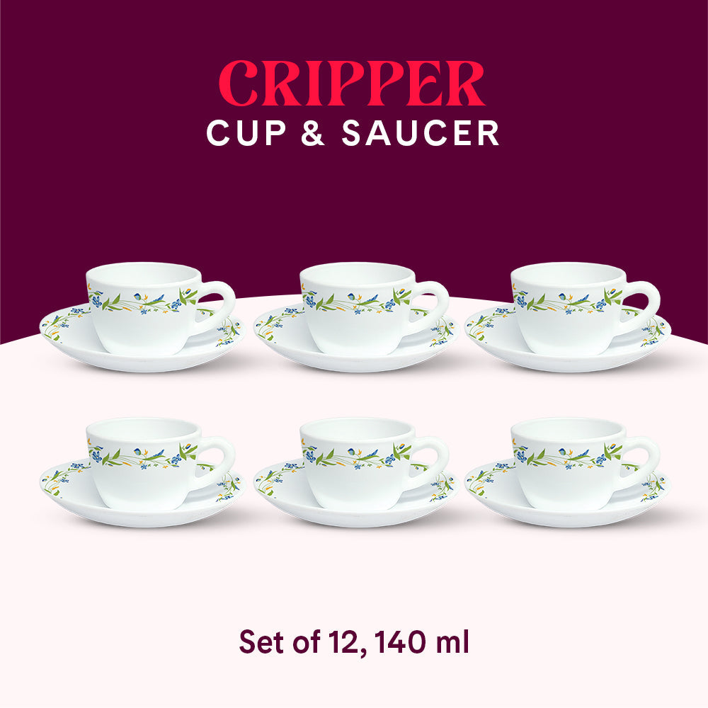 Borosil Larah Cripper Cup n Saucer Set
