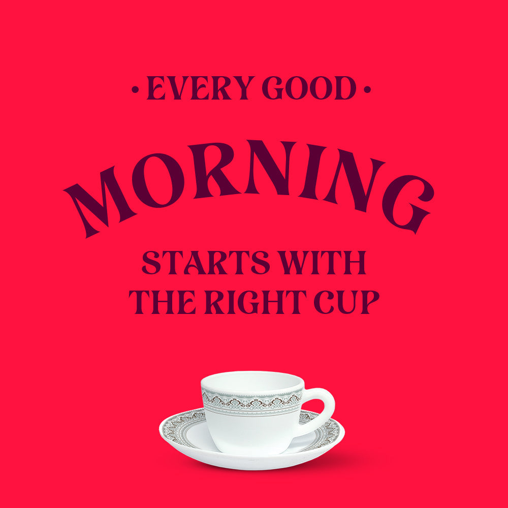 Borosil Larah Classic Cup n Saucer Set of 12, 140ml