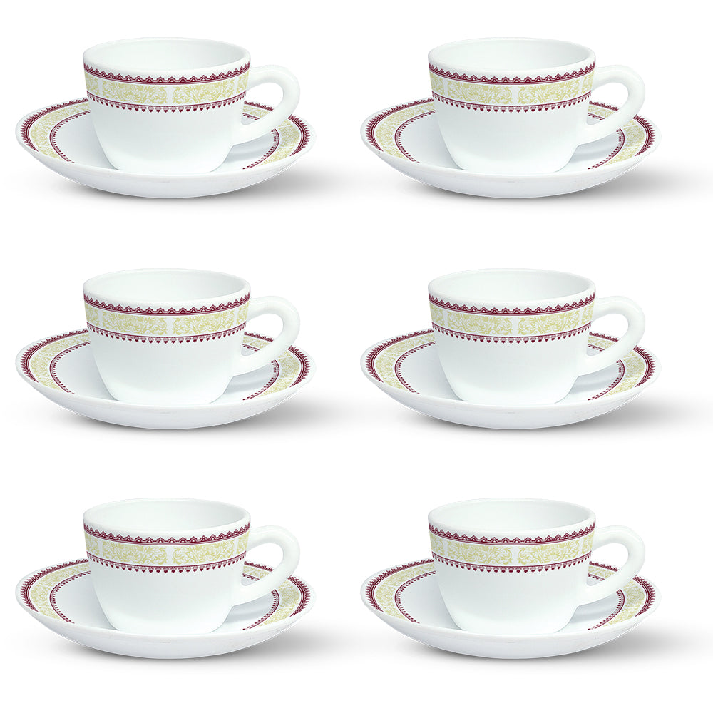Borosil Larah Elega Cup n Saucers Set of 12, 140ml