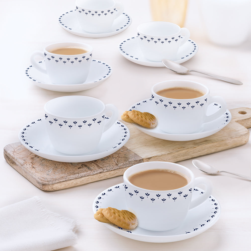 Borosil Larah Fabula Cup n Saucer Set of 12, 140ml