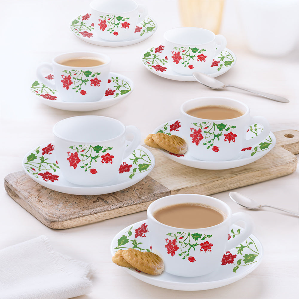 Borosil Larah Hazel Cup n Saucer Set of 12, 140ml